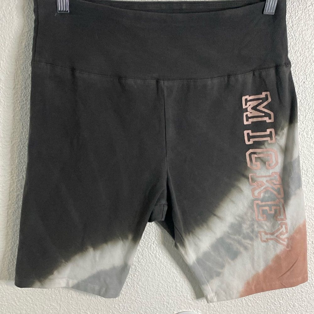 NWOT- Disney -Mickey Mouse- tie dye biker shorts- Grey/Pink- Size medium